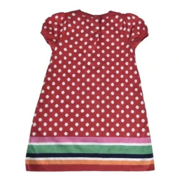 Gymboree Sweater Dress Short Sleeve Polka Dot Floral Stripes Red White 12-18M - Picture 5 of 5